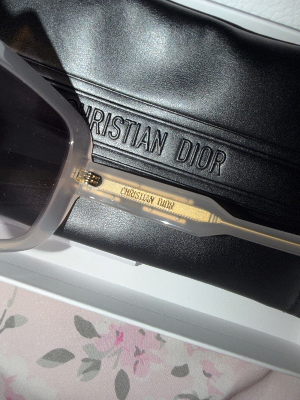 Dior Oversized Square Sunglasses in Translucent Beige and Gray - Picture 3 of 3